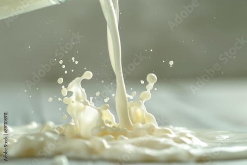 Pouring Milk into Bowl