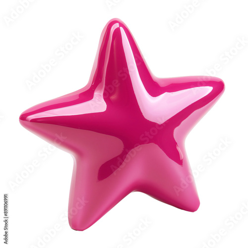 A playful glossy pink star isolated.