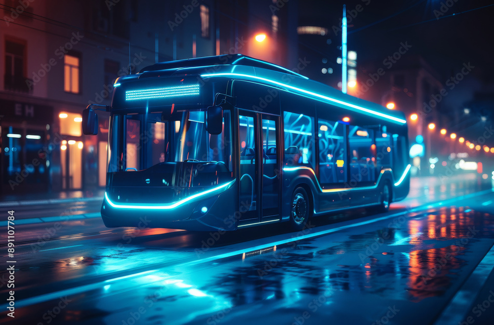 In the future, science fiction driverless smart bus In the future, science fiction driverless smart bus