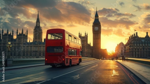 A tour bus visiting famous landmarks