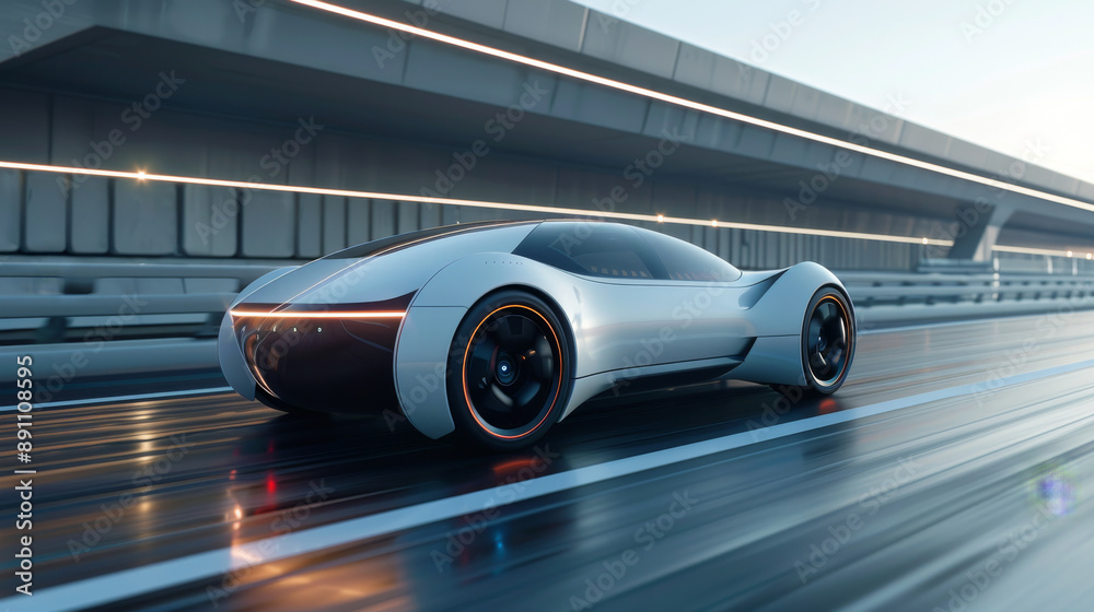 Future smart cars driving on the road