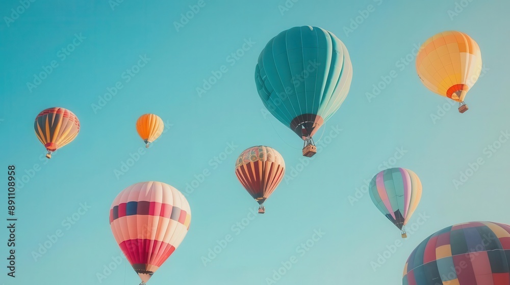 Fototapeta premium A hot air balloon festival with colorful balloons in the sky