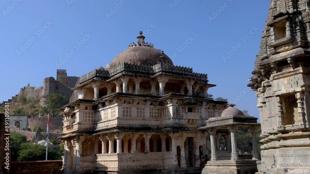 ancient temple dome unique architecture with bright blue sky at morning