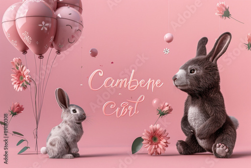 easter bunny with eggs