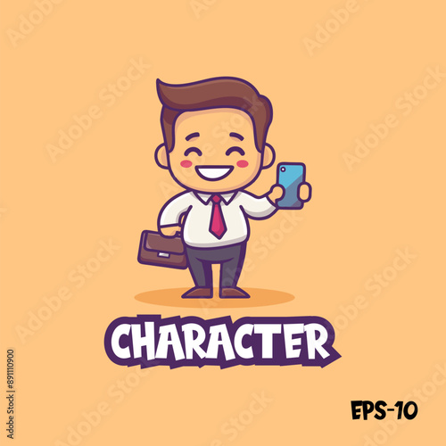 Businessman, logo, vector, illustration, eps 10, mascot, character, cute