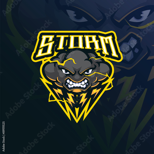 Storm mascot logo design vector with modern illustration concept style for badge, emblem and t shirt printing. Angry storm illustration for sport and esport team.