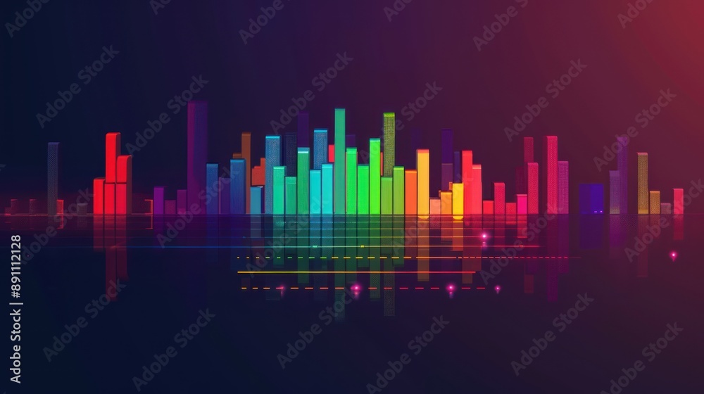 Abstract Audio Visualizer With Rainbow Bars Abstract Audio Visualizer With Rainbow Bars