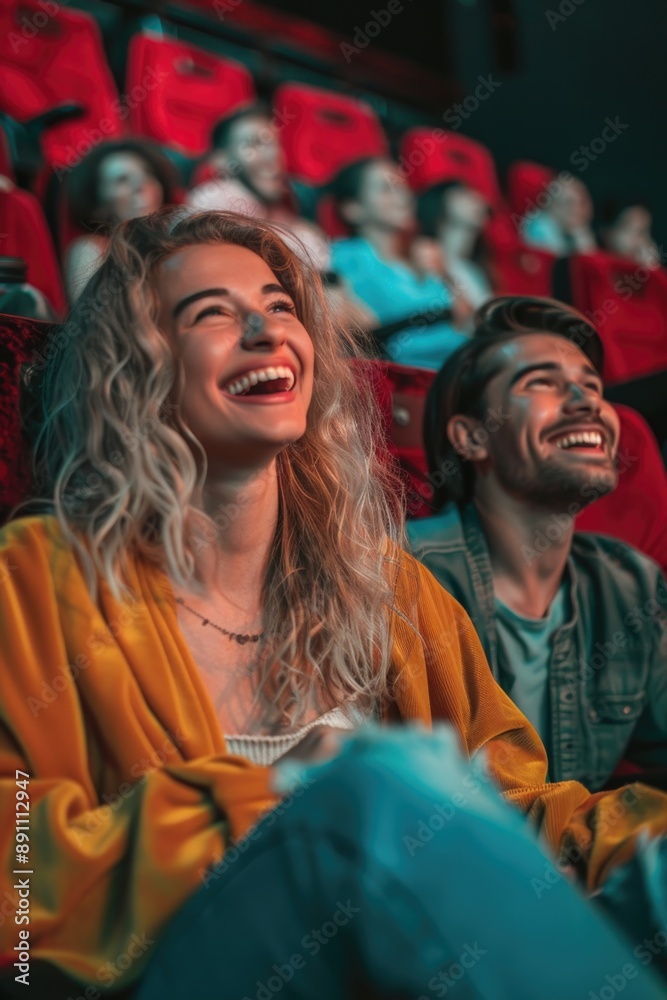 Fototapeta premium Couple Laughing at Movie