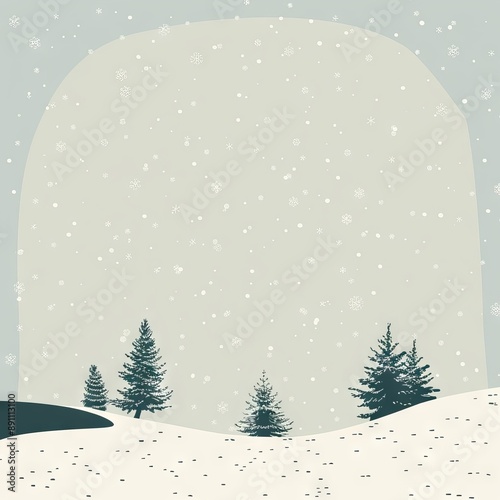 winter landscape with snow and trees in a snowy day illustration
