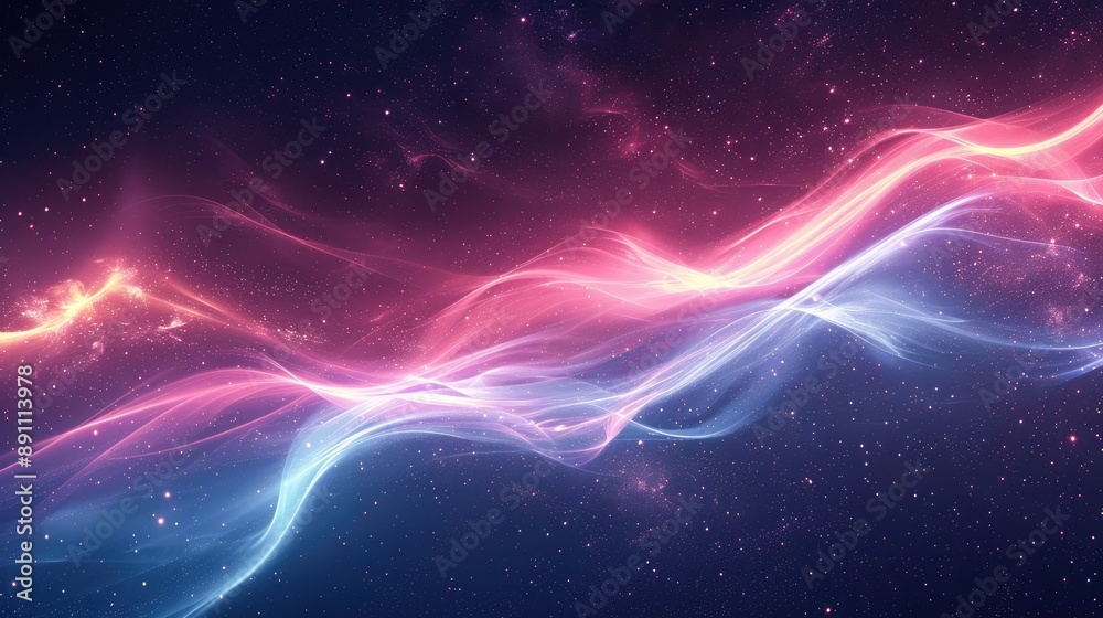 Obraz premium Fluid Elegance: Abstract Waves in Blue and Pink