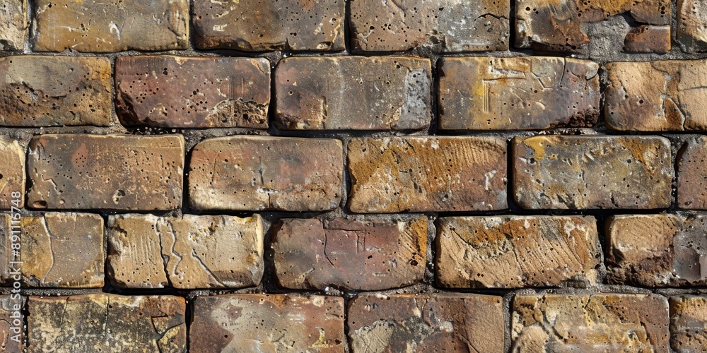 Weathered Brick Wall Texture With Irregular Brick Shapes and Mortar Lines. Weathered Brick Wall Texture With Irregular Brick Shapes and Mortar Lines.