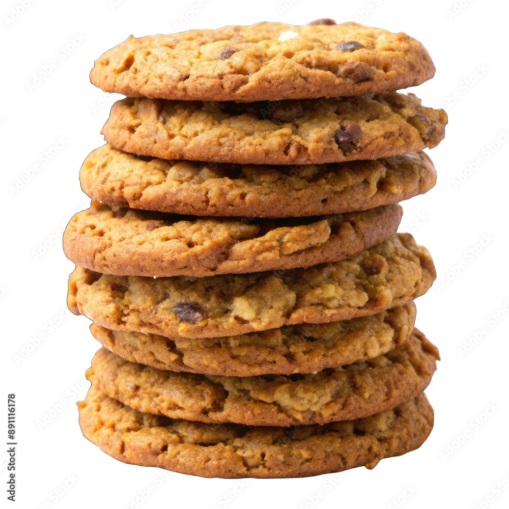 Stack of oatmeal cookies isolated on transparent background Stack of oatmeal cookies isolated on transparent background