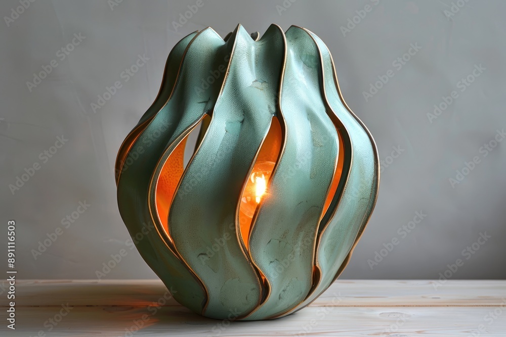 Elegant green and gold modern lamp with unique design Elegant green and gold modern lamp with unique design