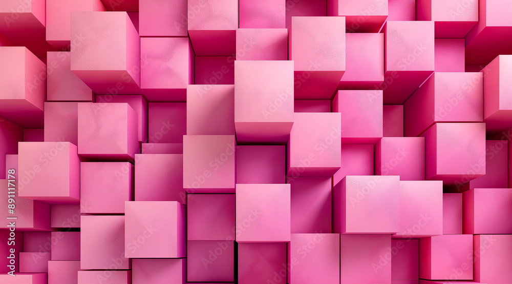 A seamless pattern of pastel pink cubes, each cube is the same size and shape A seamless pattern of pastel pink cubes, each cube is the same size and shape