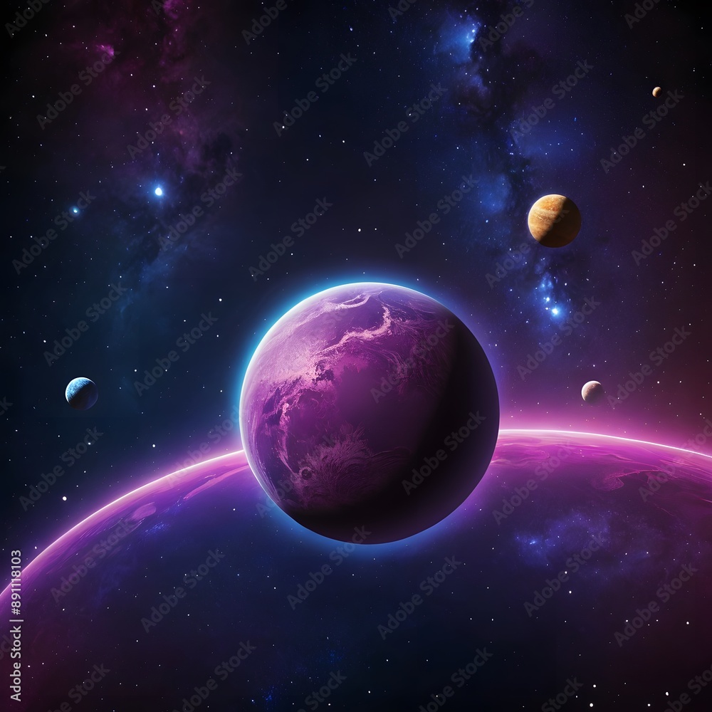 Fototapeta premium Purple Planet in Space