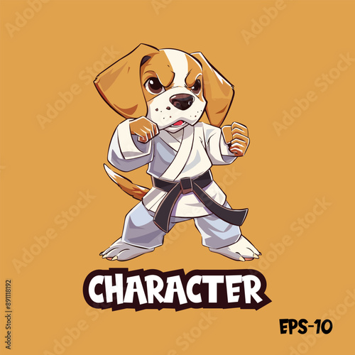 Karate dog, logo, vector, illustration, eps 10, mascot, character, cute