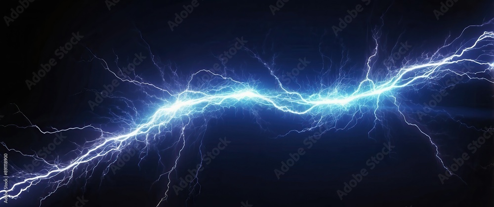 A striking image of blue lightning, capturing the raw energy of a storm and evoking awe and excitement in the viewer A striking image of blue lightning, capturing the raw energy of a storm and evoking awe and excitement in the viewer