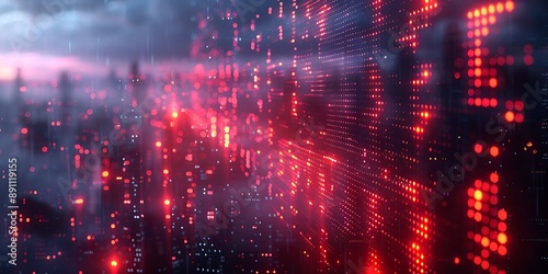 Abstract red technology background. 3d rendering toned image double exposure