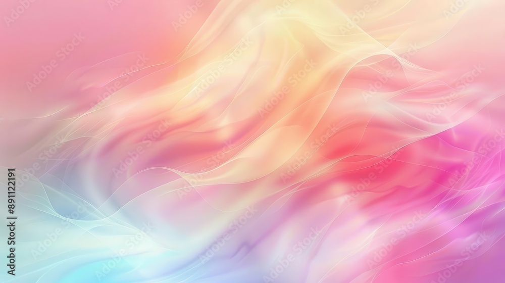 Abstract colorful background with swirling, ethereal patterns in shades of pink, yellow, blue, and white. Abstract colorful background with swirling, ethereal patterns in shades of pink, yellow, blue, and white.