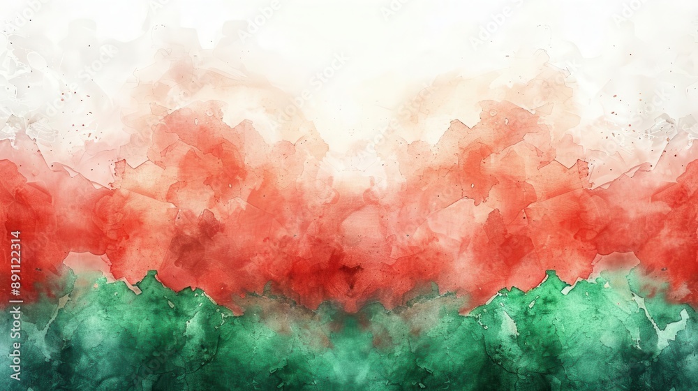 Fototapeta premium Abstract watercolor background with red and green tones. . Wall art, leaflet, and poster design, website, and media decor. Commercial use, 300 dpi. Generated AI 