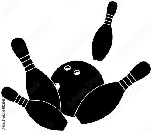bowling illustration ball silhouette strike logo sport icon game outline pin hobby competition hit bowl play equipment score lane shape win spare speed for vector graphic background
