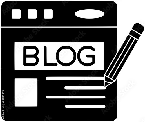 blogger illustration article silhouette blog logo content icon write outline media social internet web marketing business writer copywriter freelance shape advertising storytelling pencil for vector