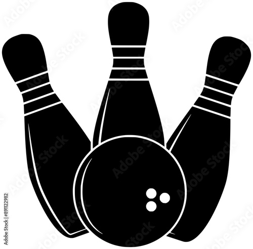 bowling illustration ball silhouette strike logo sport icon game outline pin hobby competition hit bowl play equipment score lane shape win spare speed for vector graphic background