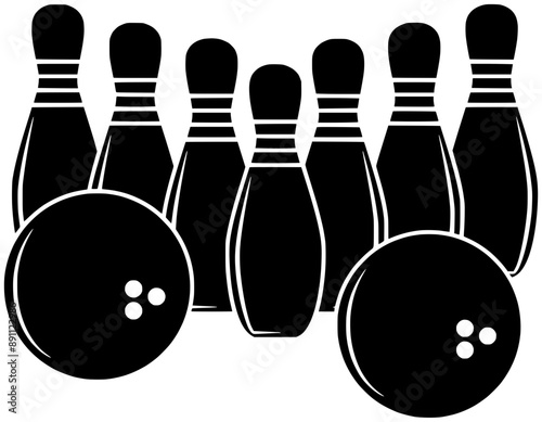 bowling illustration ball silhouette strike logo sport icon game outline pin hobby competition hit bowl play equipment score lane shape win spare speed for vector graphic background
