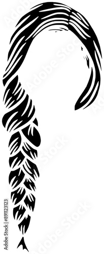wavy illustration fashion silhouette hairstyle logo hair icon wig outline curly long beauty hairdresser braid woman girl female healthy shape haircut plait style for vector graphic background