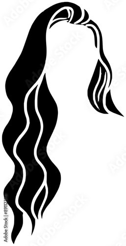 wavy illustration fashion silhouette hairstyle logo hair icon wig outline curly long beauty hairdresser braid woman girl female healthy shape haircut plait style for vector graphic background