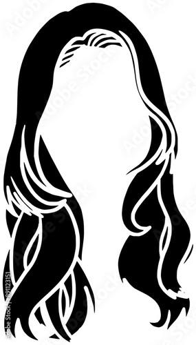 wavy illustration fashion silhouette hairstyle logo hair icon wig outline curly long beauty hairdresser braid woman girl female healthy shape haircut plait style for vector graphic background