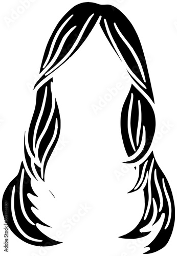 wavy illustration fashion silhouette hairstyle logo hair icon wig outline curly long beauty hairdresser braid woman girl female healthy shape haircut plait style for vector graphic background