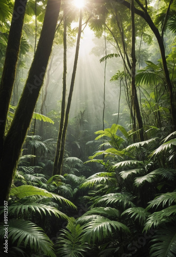  Lush rainforest canopy bathed in sunlight.  © jarntag