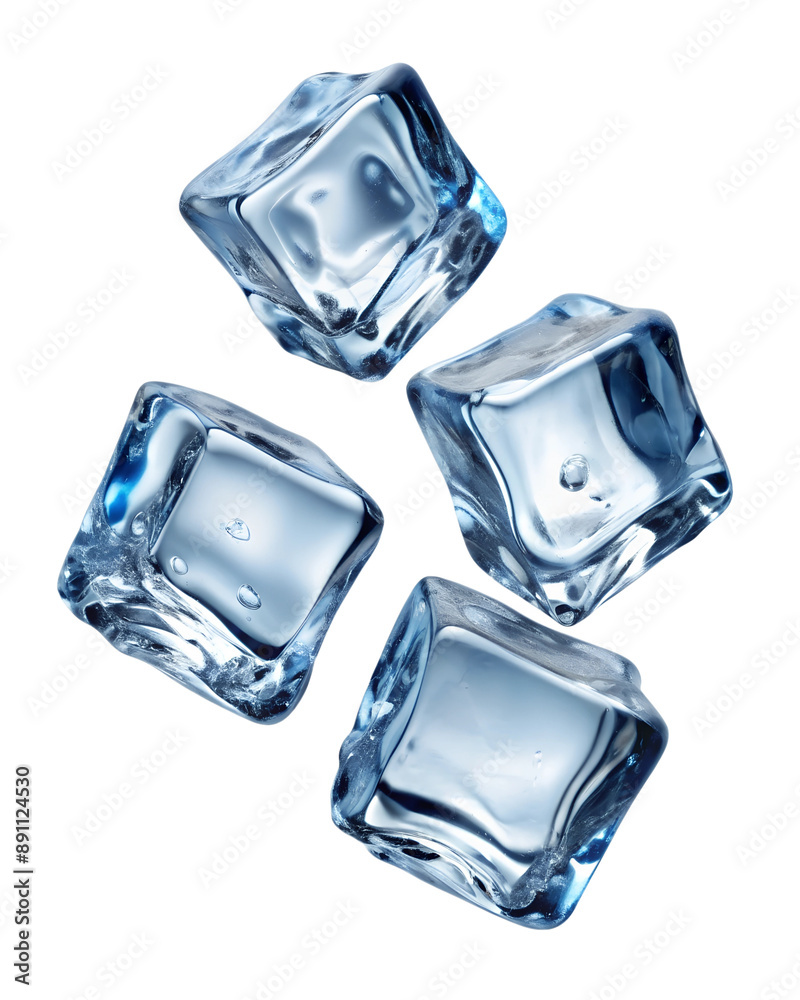 Obraz premium flying ice cubes cut out isolated