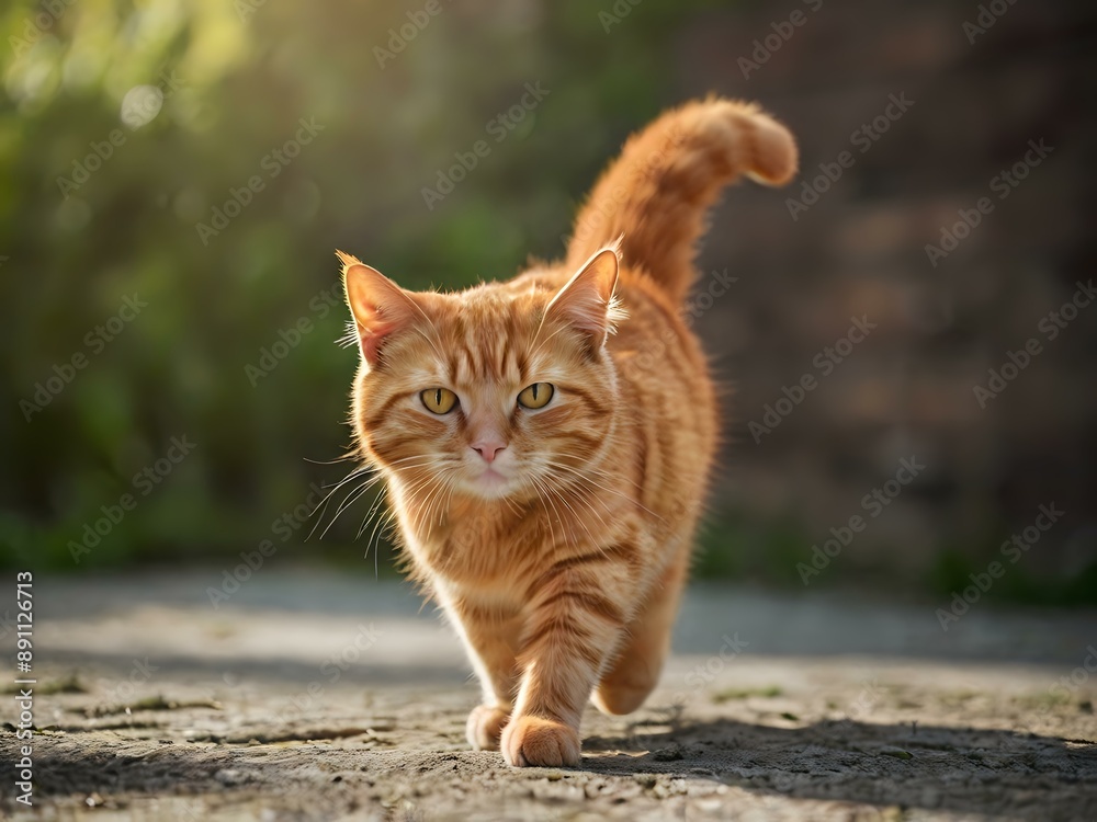 orange cat with blur background, orange cat is sitting and looking orange cat with blur background, orange cat is sitting and looking