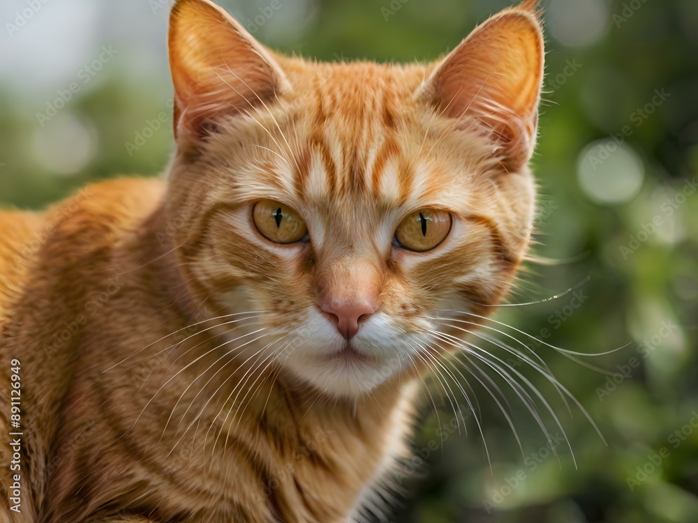 orange cat with blur background, orange cat is sitting and looking orange cat with blur background, orange cat is sitting and looking