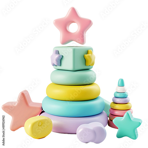 3D render of baby toy transparent background