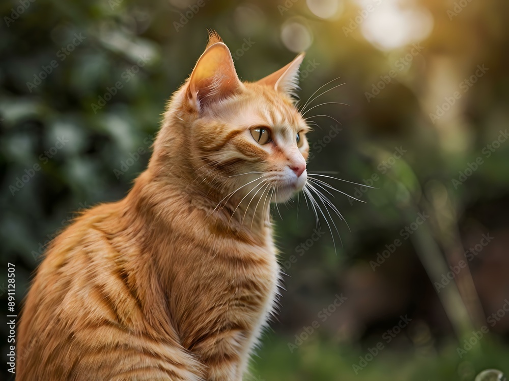 orange cat with blur background, orange cat is sitting and looking orange cat with blur background, orange cat is sitting and looking