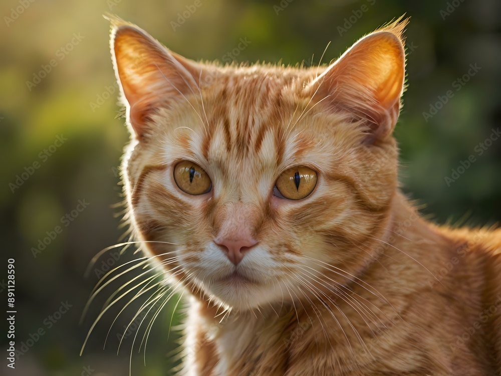 orange cat with blur background, orange cat is sitting and looking orange cat with blur background, orange cat is sitting and looking