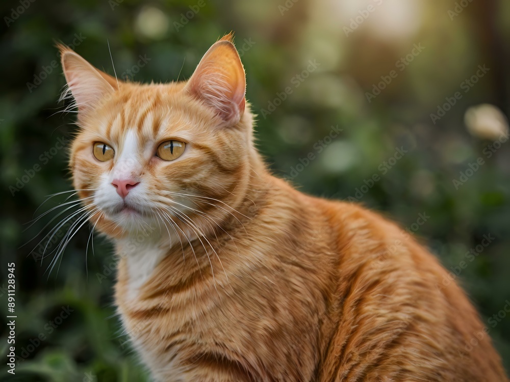 orange cat with blur background, orange cat is sitting and looking orange cat with blur background, orange cat is sitting and looking