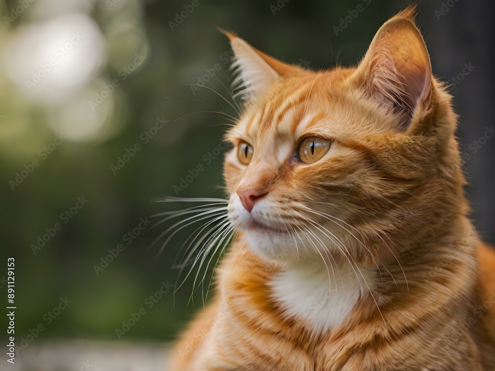 orange cat with blur background, orange cat is sitting and looking orange cat with blur background, orange cat is sitting and looking