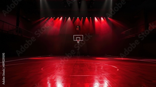 Basketball Court with Red Lights
