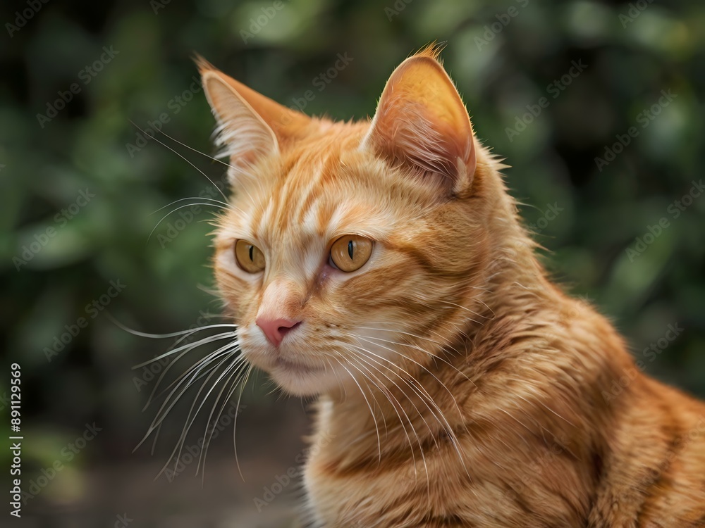 orange cat with blur background, orange cat is sitting and looking orange cat with blur background, orange cat is sitting and looking