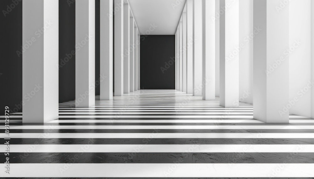 Obraz premium Abstract corridor with black and white stripes