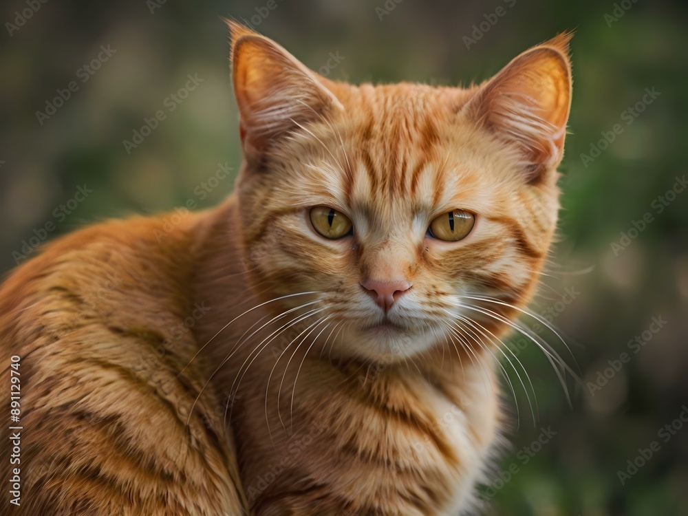 orange cat with blur background, orange cat is sitting and looking orange cat with blur background, orange cat is sitting and looking