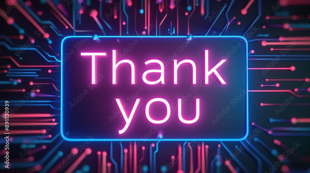 Neon Thank You Message on Circuit Board Neon Thank You Message on Circuit Board