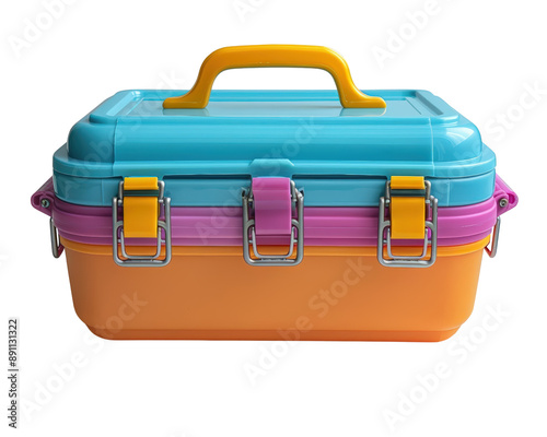 A vibrant and colorful lunchbox perfect for kids, featuring multiple compartments and a sturdy handle for easy carrying.
