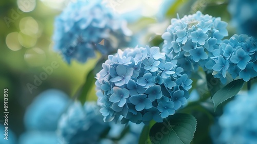 close up of a blue hydrangea