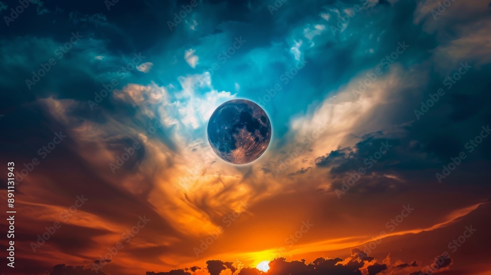 Obraz premium Vibrant sky during a solar eclipse