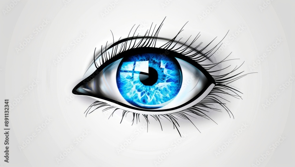 Abstract eye icon with blue eyeball Abstract eye icon with blue eyeball
